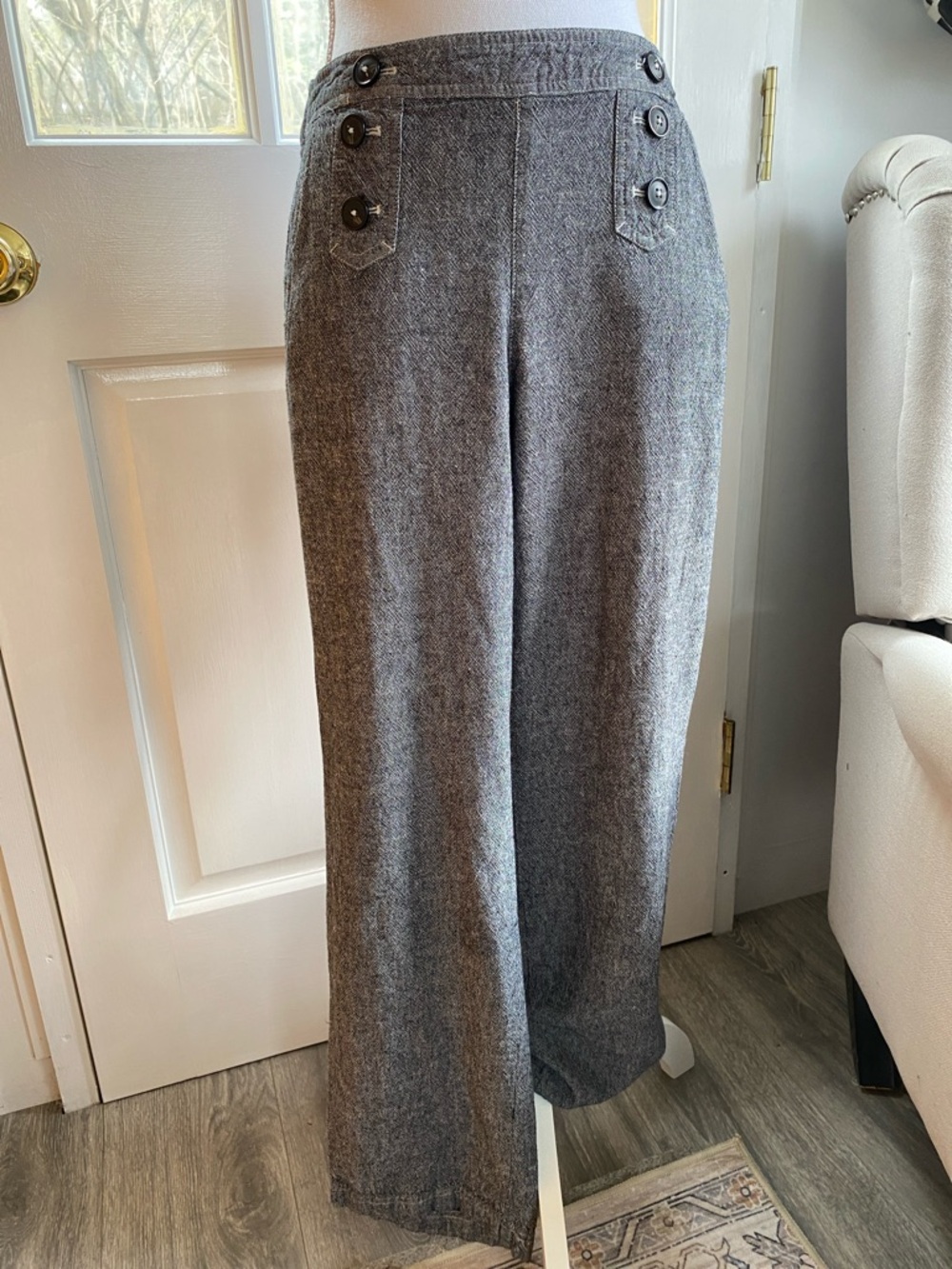 Maurices Gray Wide-Leg Sailor Trousers with Button Detail